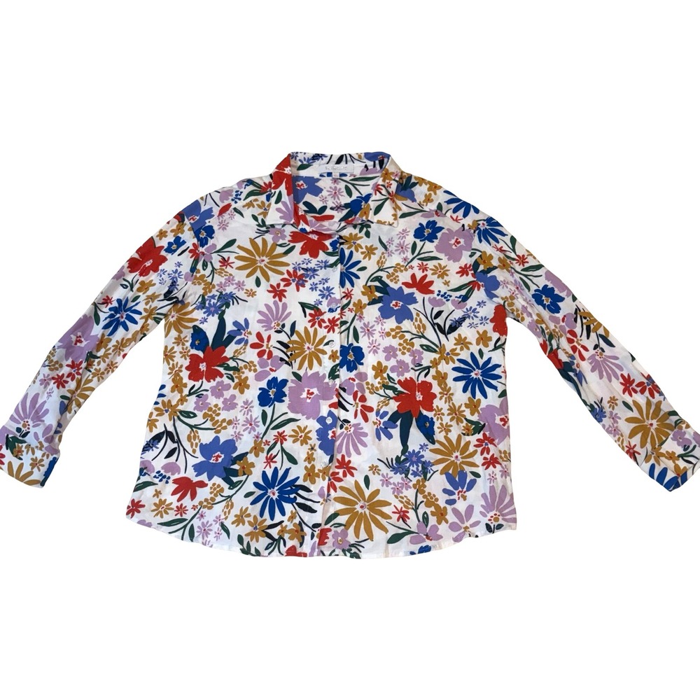 Sugarlips Floral Button Down Shirt Womens Medium Multi TT15890B Long Sleeve - Picture 2 of 8